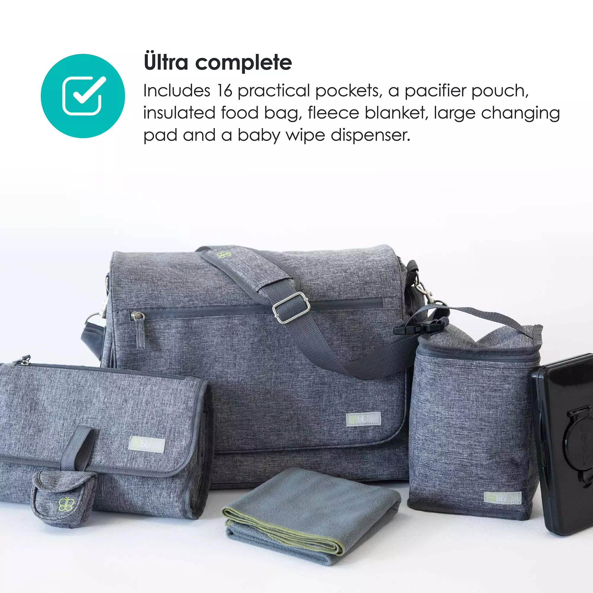 BBLUV Ultra Bag Heather Grey Diaper Bag - Tas Perlengkapan Bayi