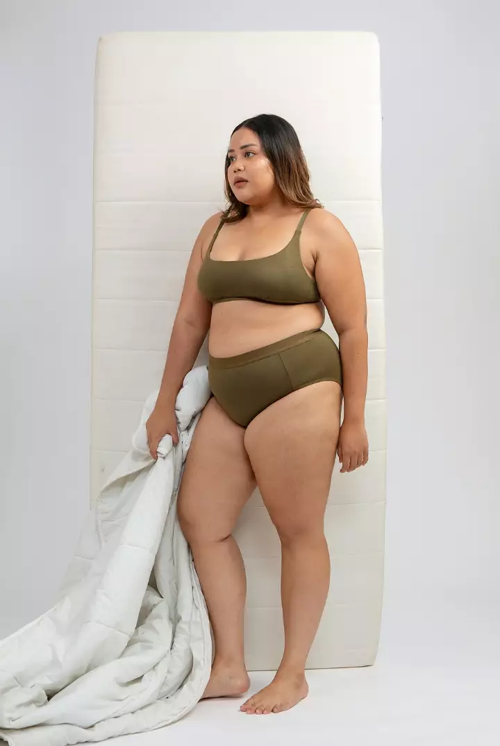 Bra BH Padded Tanpa kawat Wanita Tencel Modal | SARE studio Underwear ANAYA in Dark Olive
