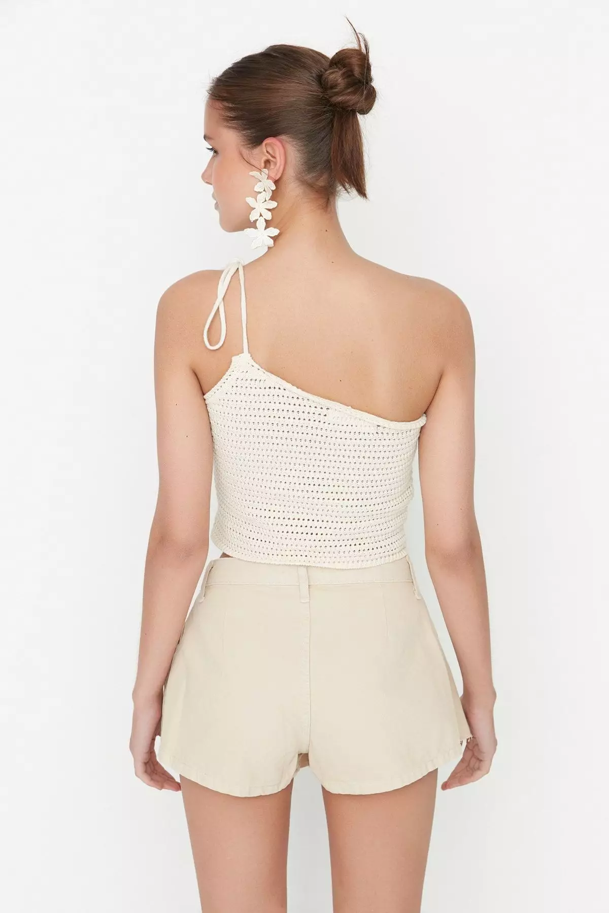 Pleated Denim Shorts Skirt