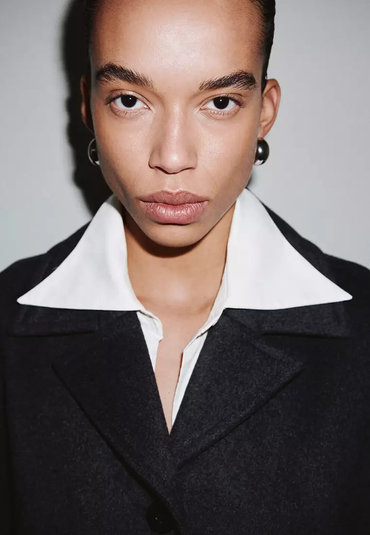 Wool-Blend Coat With Button Fastening