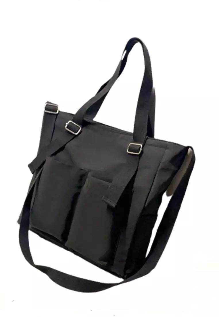 Eilaria Tas Selempang Jinjing Wanita Crossbody Shoulder Bag Japanese Style Material Nylon ORIGINAL - Black