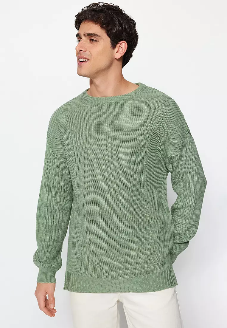 Men's green crew neck on sale sweater