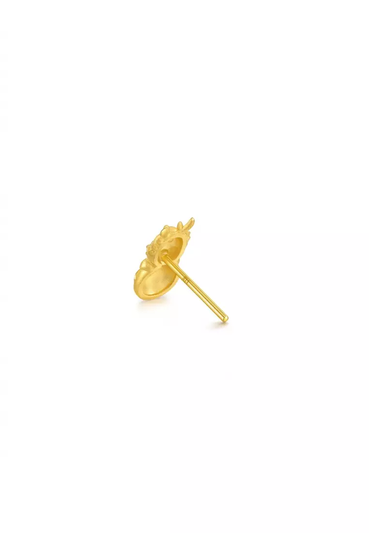 999.9 24K Solid Gold Single Dragon Stud Earrings for Women 94374E