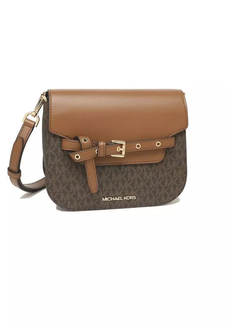 Emilia Small Logo Saddle Crossbody Bag Brown 35S2GU5C1B