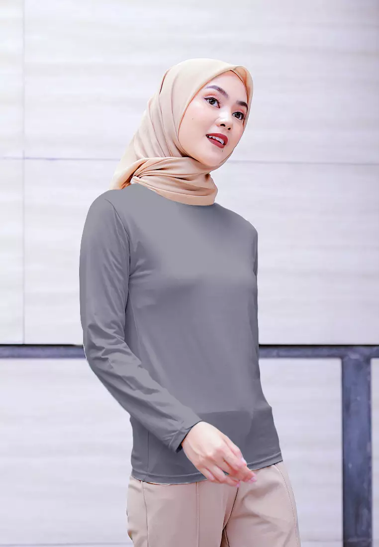 Cotton Bee - Manset Lengan Panjang Aneisha Inner Rayon - Thunder Grey - L