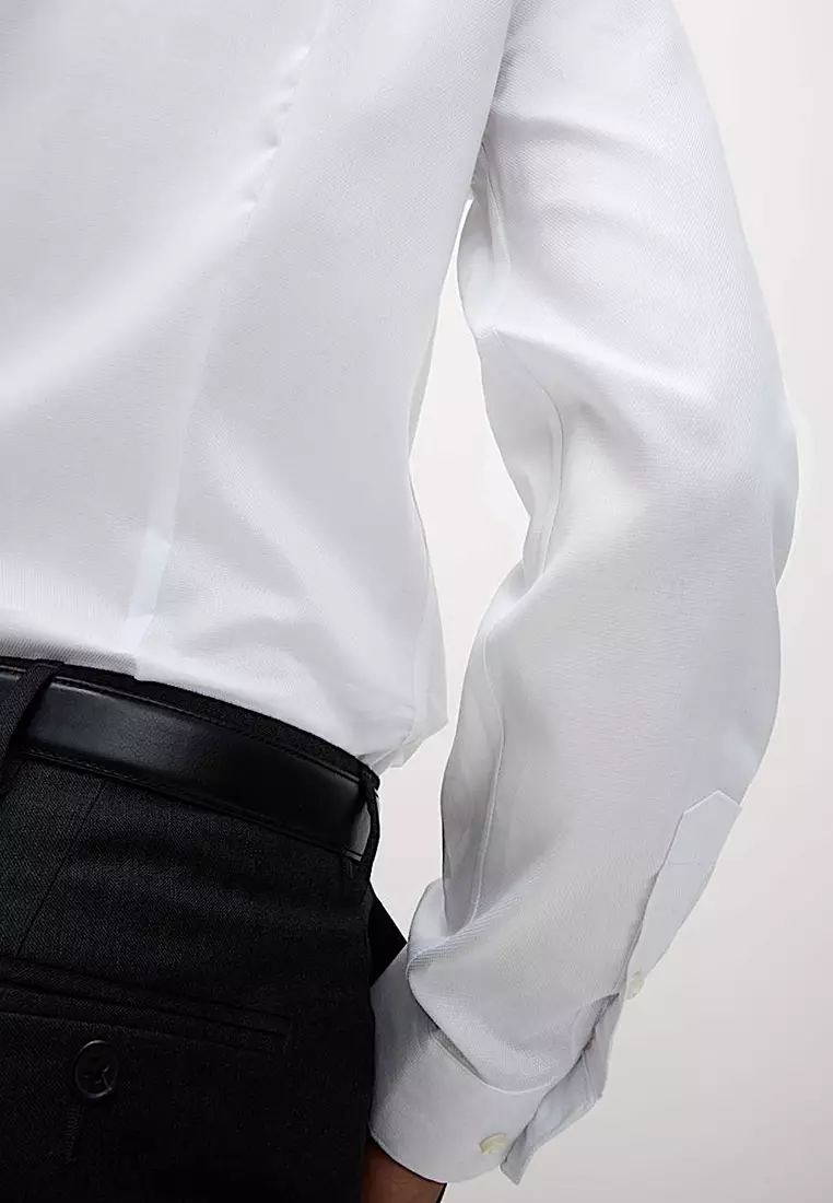 Slim Fit Non Iron Pure Cotton Textured Shirt