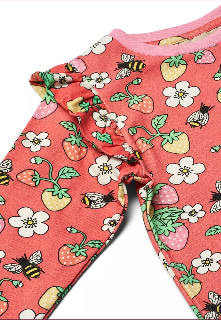 Long-sleeved top with strawberries