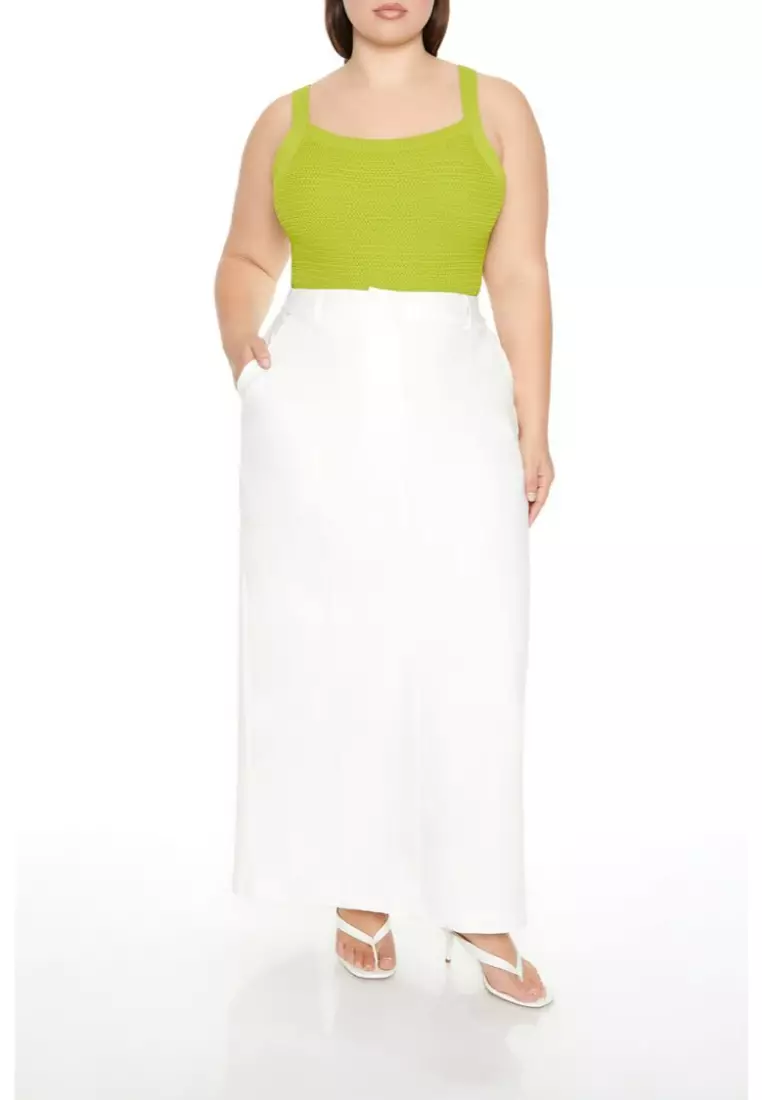 Plus size white column skirt top