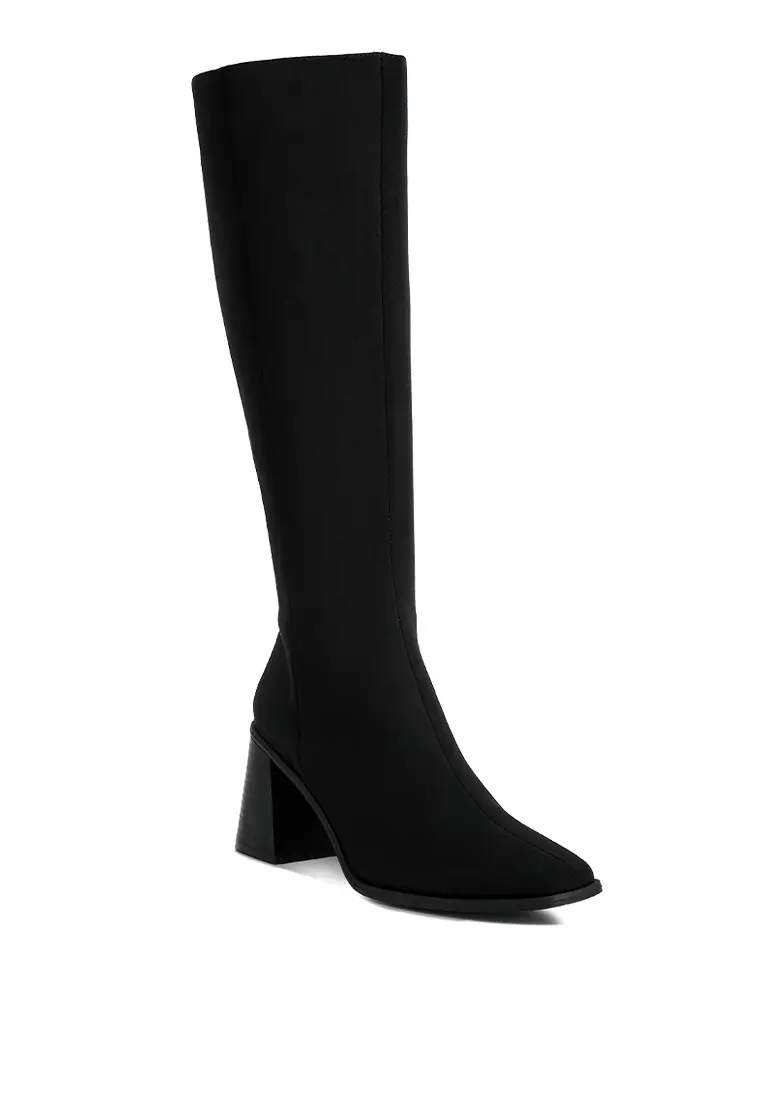 Black suede sale calf length boots