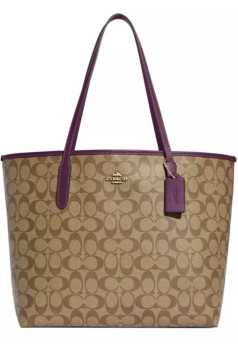 Coach purple tote best sale