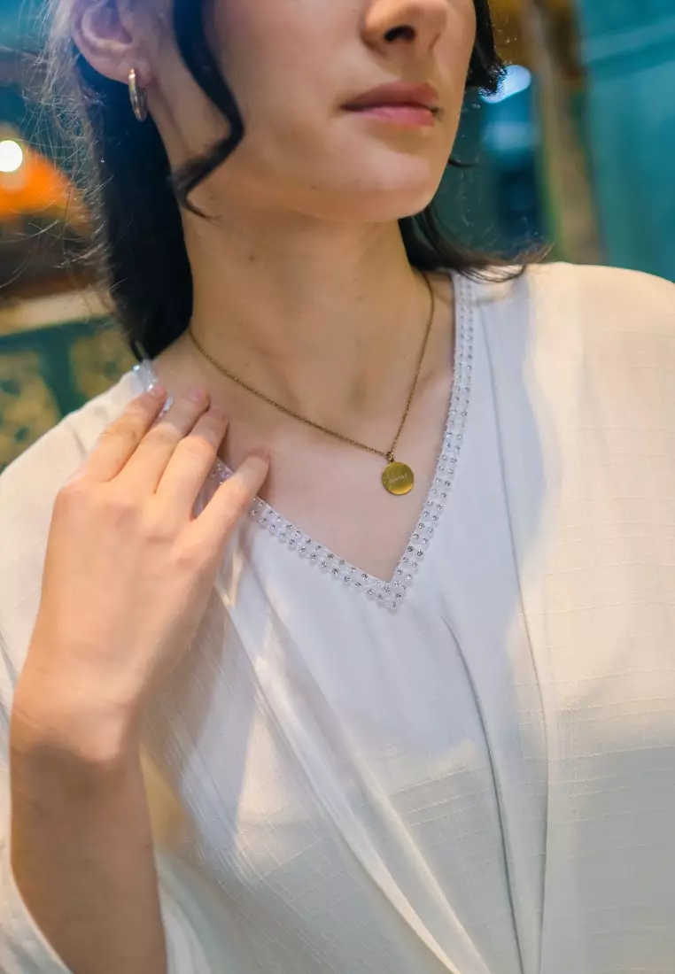 Urban Exchange Saira Kaftan White - Gamis Kaftan Putih Lengan 3/4 Warna White