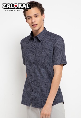 printing short sleeves slim fit shirt zen