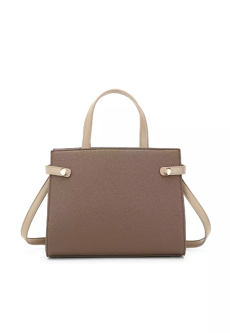 Women's Top Handle Bag / Sling Bag / Crossbody Bag / Shoulder Bag - Dark Brown / Apricot