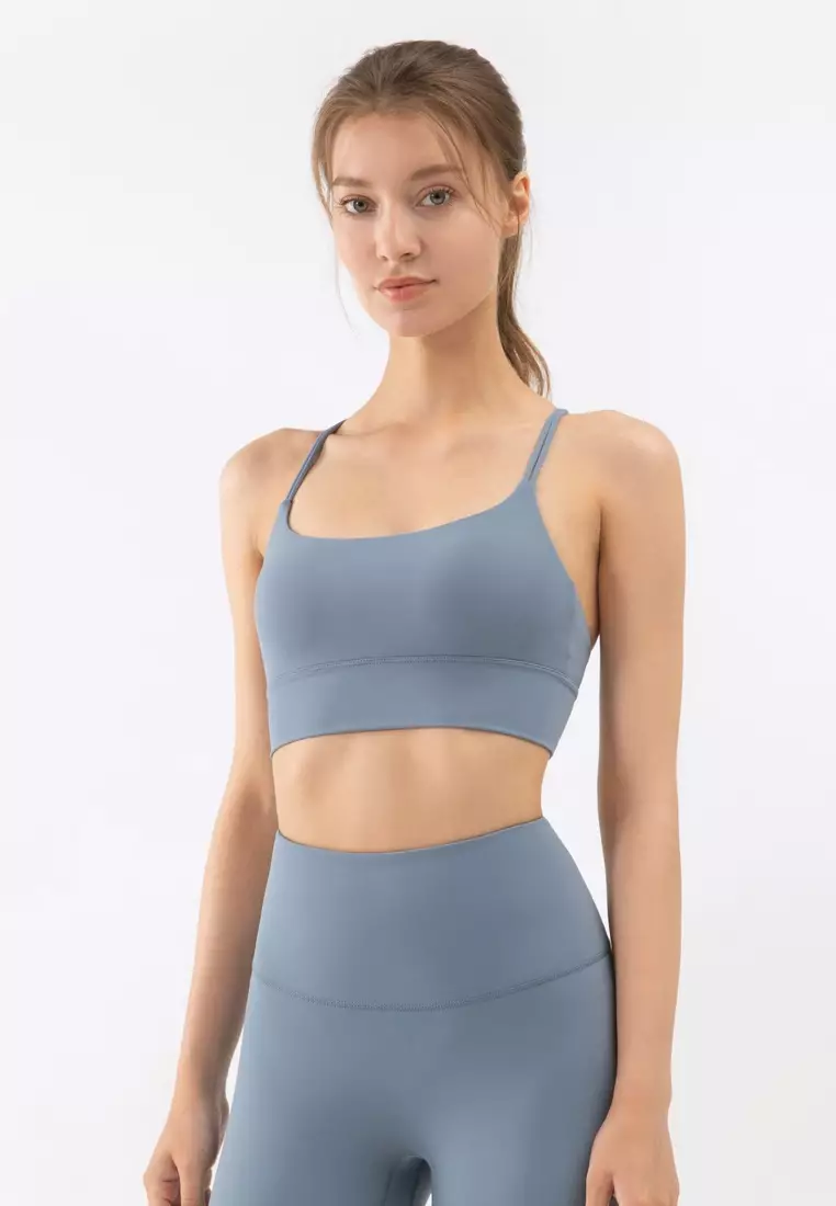 Shockproof Womens Yoga Crop Top With Zipper XL Size Fitness Blue