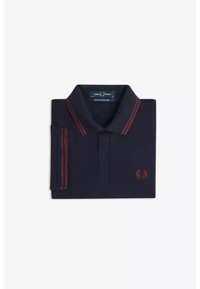 Fred Perry M12 Twin Tipped Fred Perry Shirt (Navy / Oxblood)