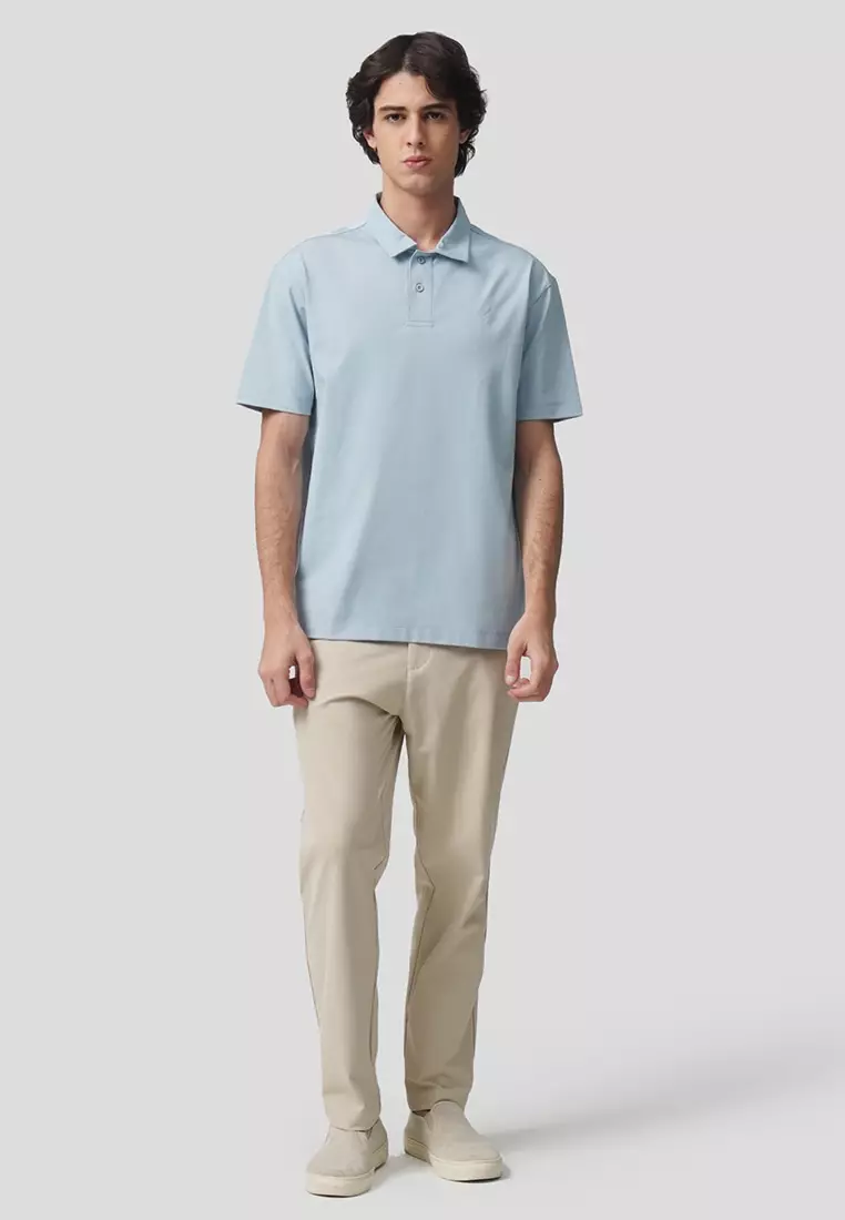 Regular Fit Polo Shirt With Self-Fabric Collar In Sorona