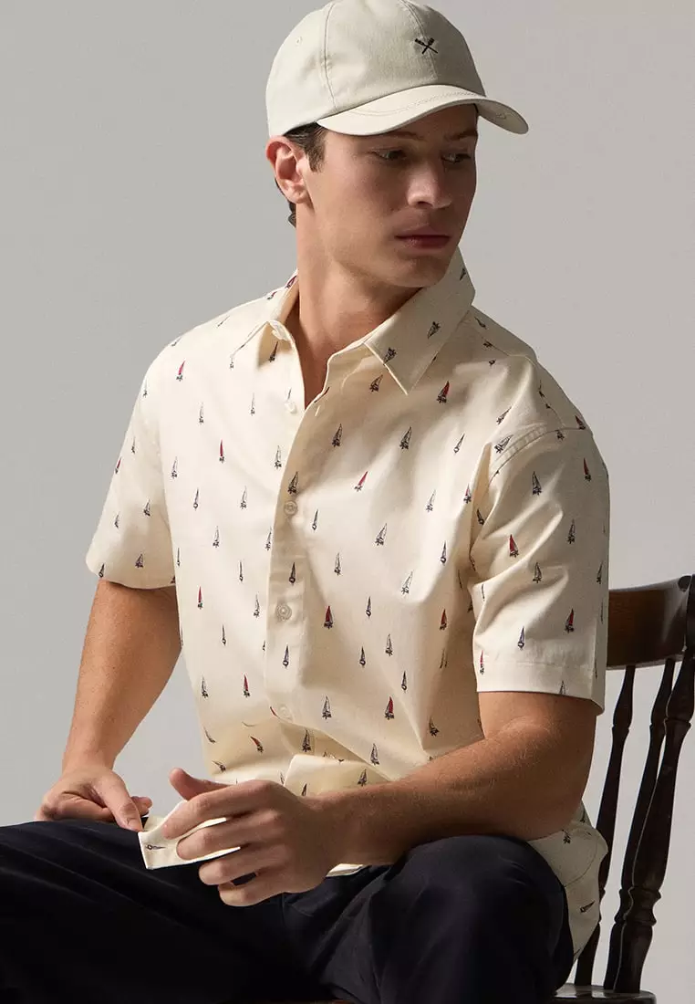 Regular Fit Button Down Printed Shirt