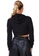 London Rag black All Relaxed Front Slit Cropped Hoodie in Black 6FB93AA64BC70FGS_3