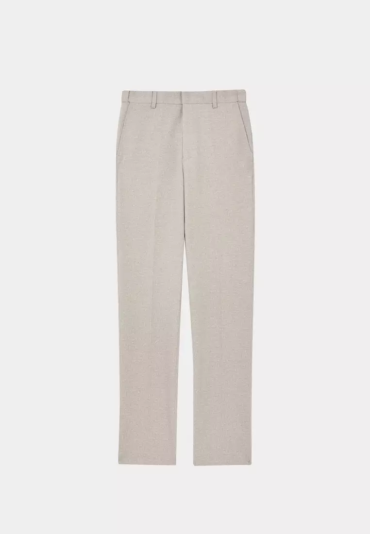 Light Khaki Twill Stretch Jersey Trousers
