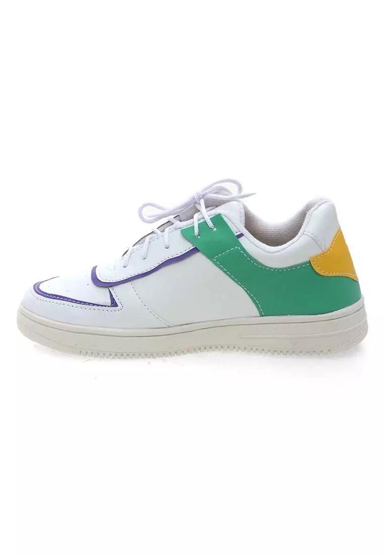 Sepatu Women Design Stylish Tali Putih Fashion Wanita - Hijau Kuning