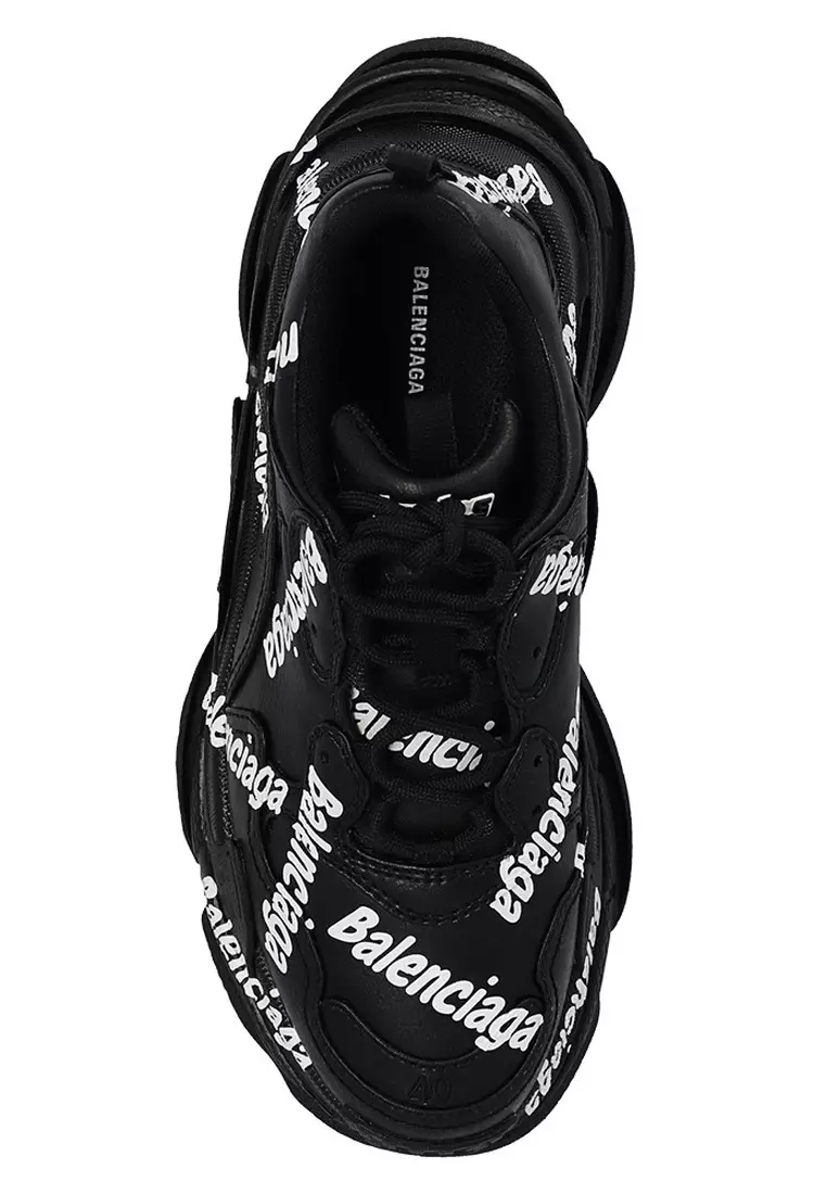 網上選購Balenciaga Balenciaga Triple S Logotype女裝休閒鞋(黑色