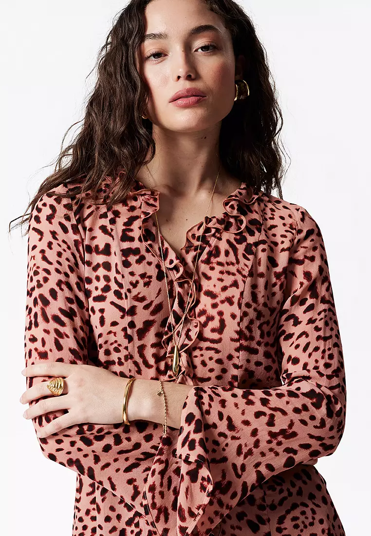 V-Neck Ruffle Blouse
