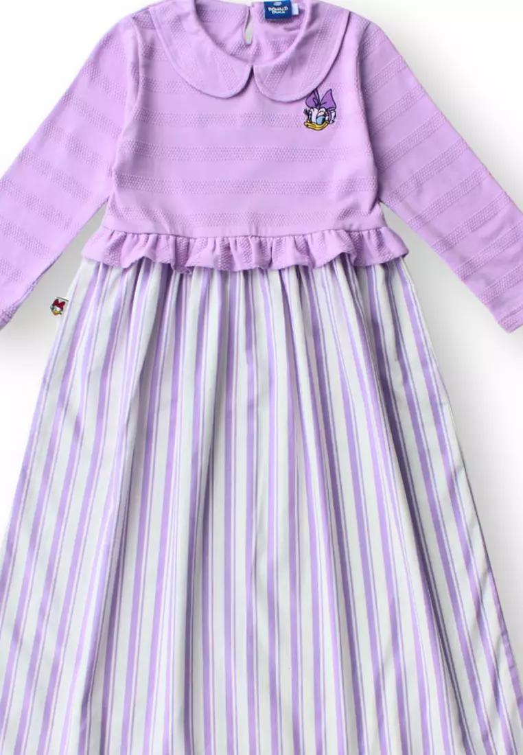 Dress Panjang Anak Ungu/ Maxi Cotton Linen Dress Purple/ Daisy Positivity