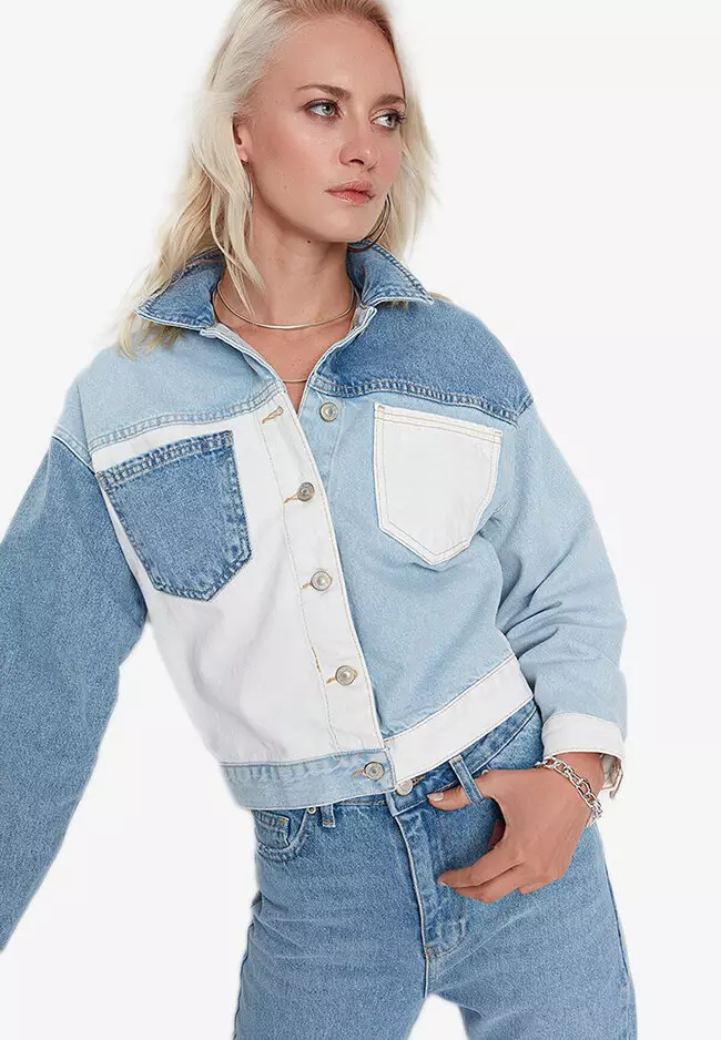 Block colour denim jacket discount