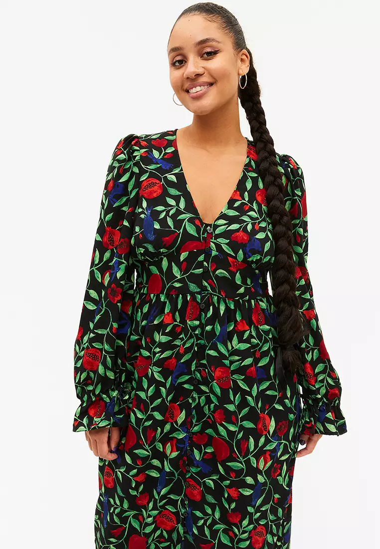 Monki buttoned outlet wrap dress