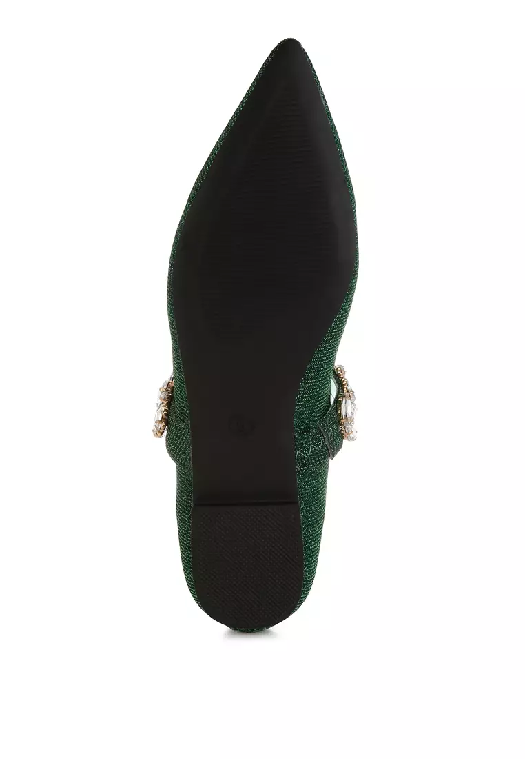Bros Berlian Imitasi Balerina Glitter Warna Hijau