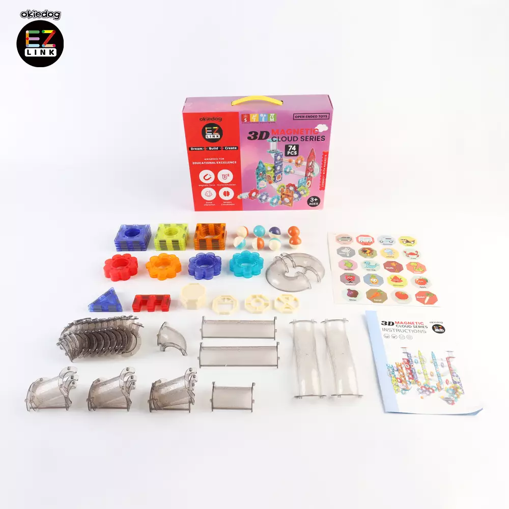 Okiedog EZLINK Magnetic Cloud Series- Mainan Magnet Edukasi - STEM - 74pcs