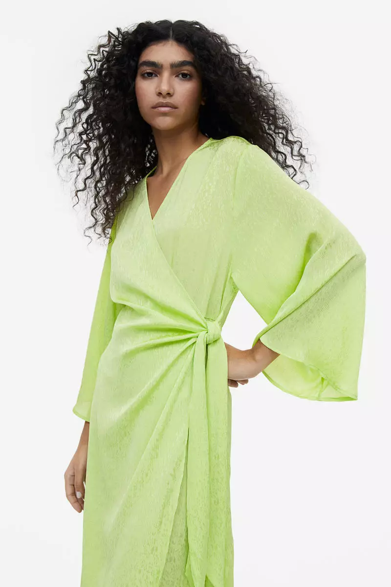 H&m green 2024 wrap dress