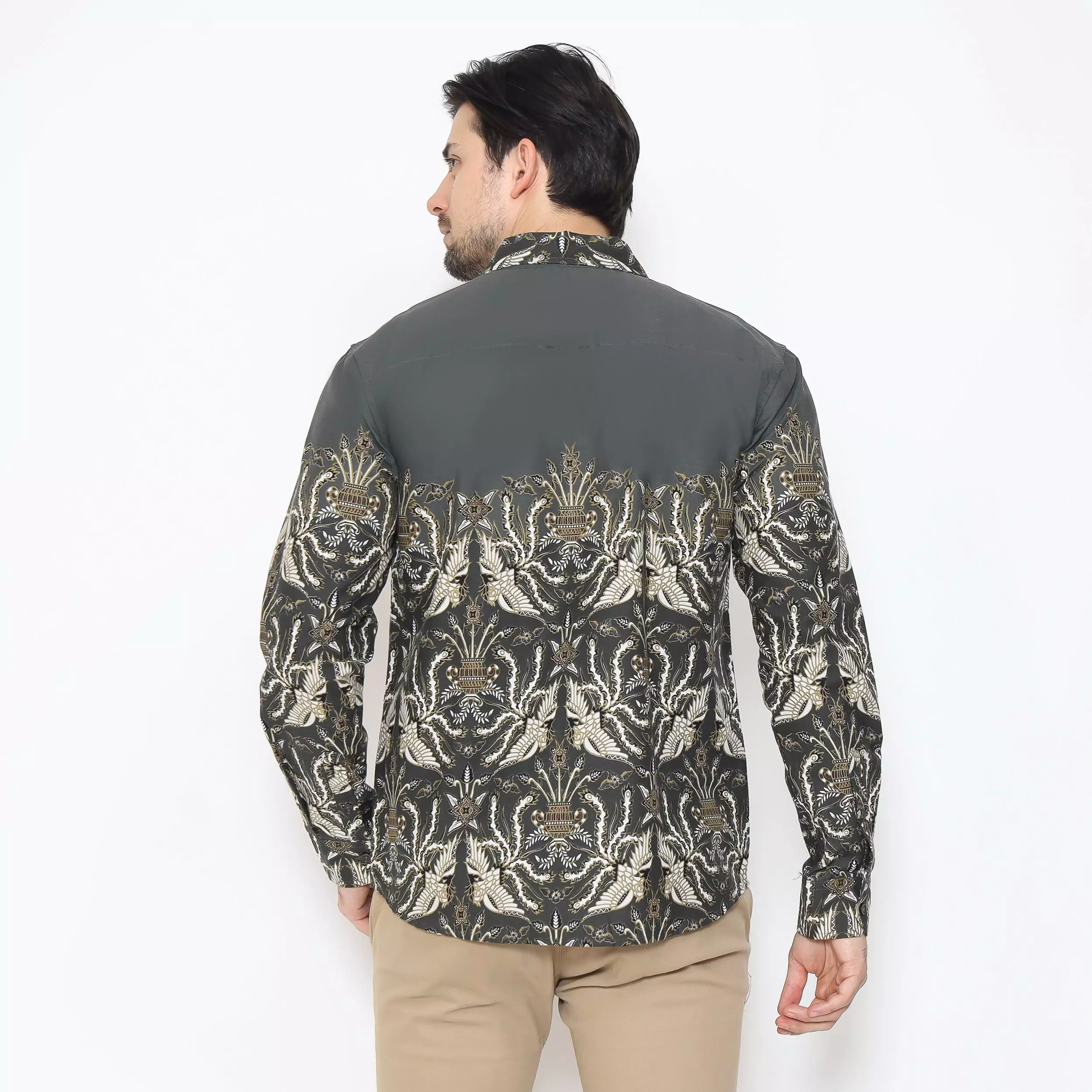 AMK Kemeja Batik Pria Lengan Panjang SHB Radho Ls Olive