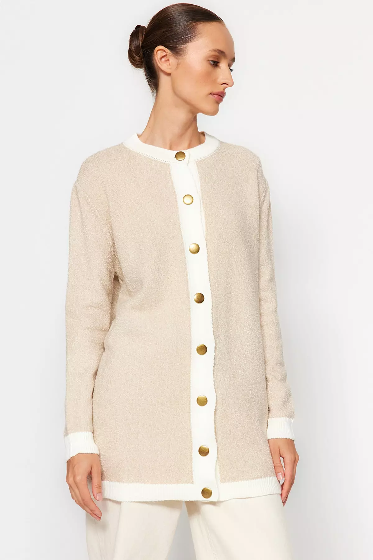 Gold button cardigan outlet
