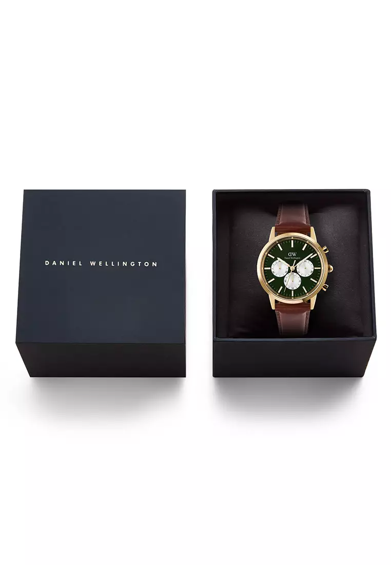 Iconic Chronogprah 42mm St Mawes Emerald Panda Gold Men Watch stainless steel Leather strap watch DW Official Authentic Original jam tanggan lelaki DW jam tangan