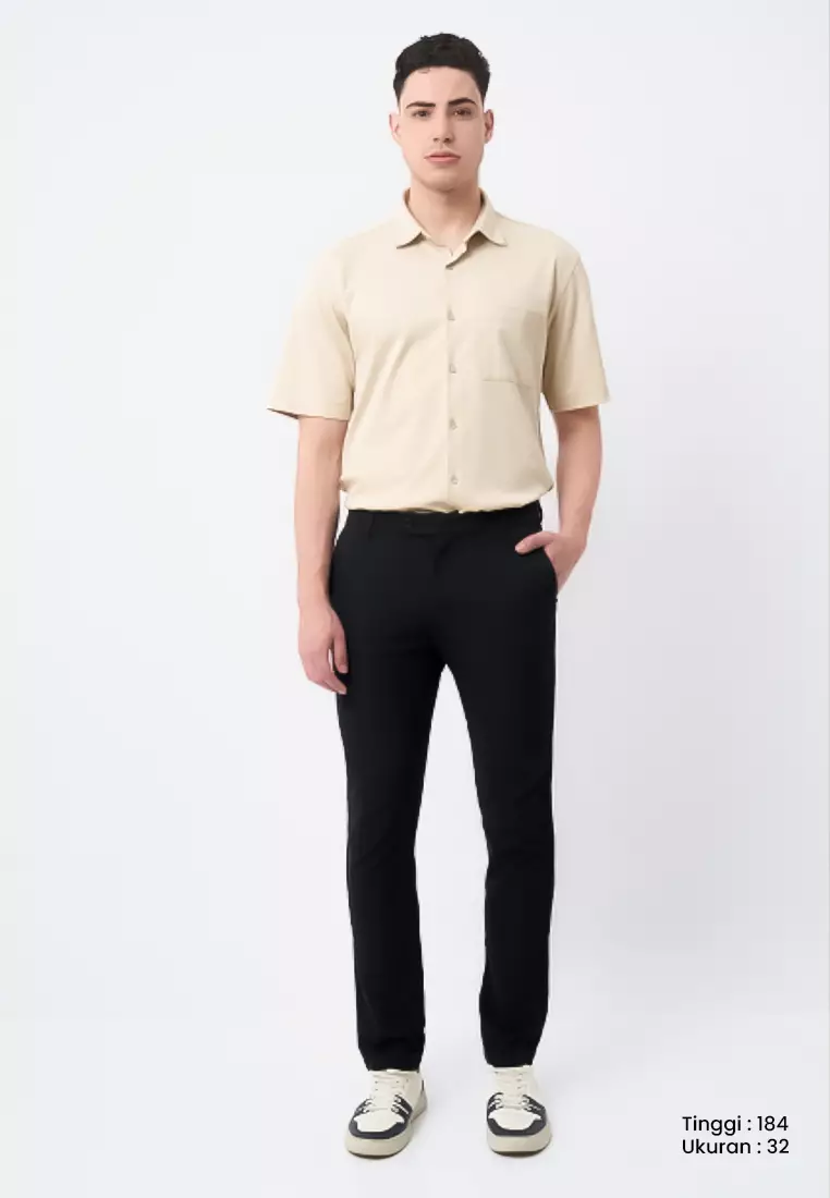 MANZONE - Celana Panjang Formal Pria Marc 04 Slim Fit - Black Warna Black