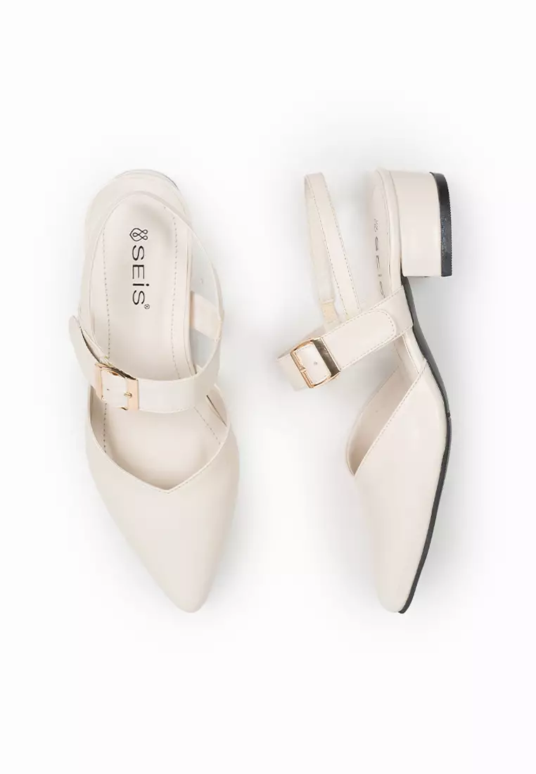 SEIS shoes Zoya Mules Wanita Heels 3 cm CREAM