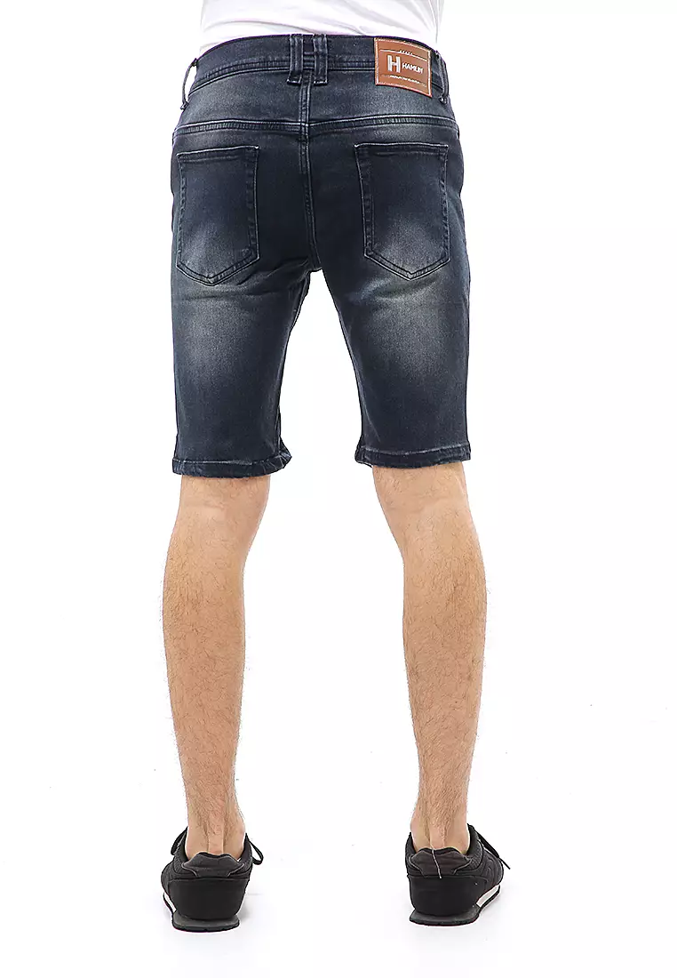 Locko Short Pants Ripped Jeans Celana Pendek Pria Sticker Motive Material Denim ORIGINAL - Biothing