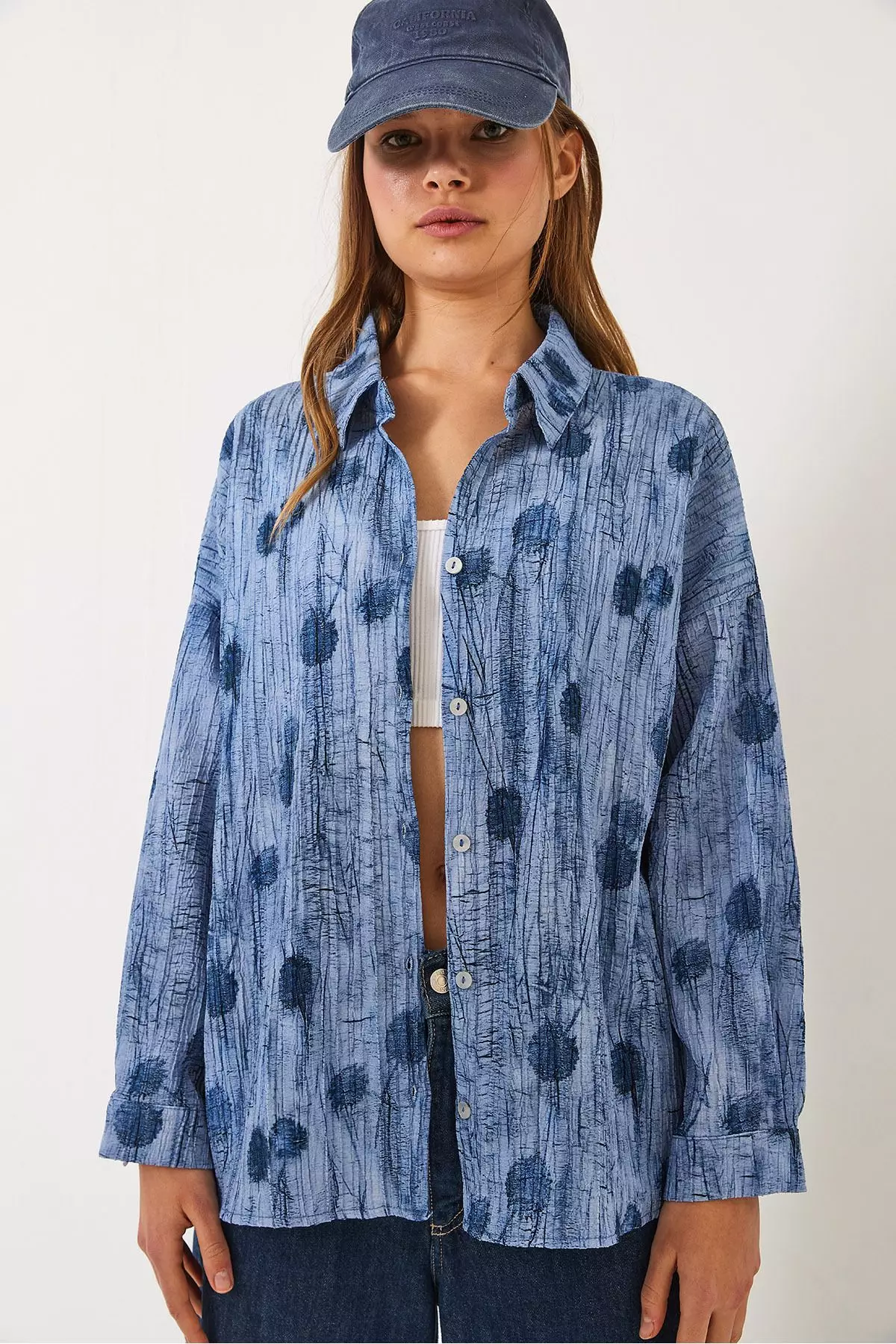 Women's Off Shoulder Print Oversize Shirt 60398 60271063