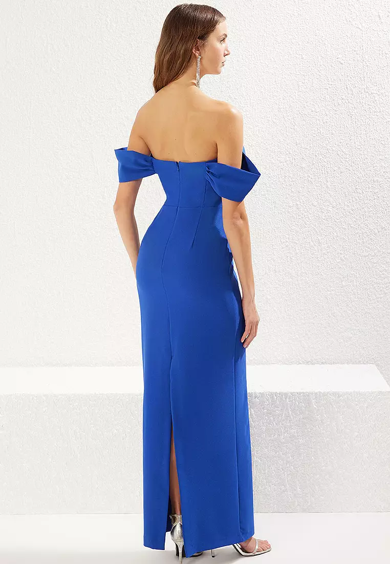 Off Shoulder Slit Maxi Dress