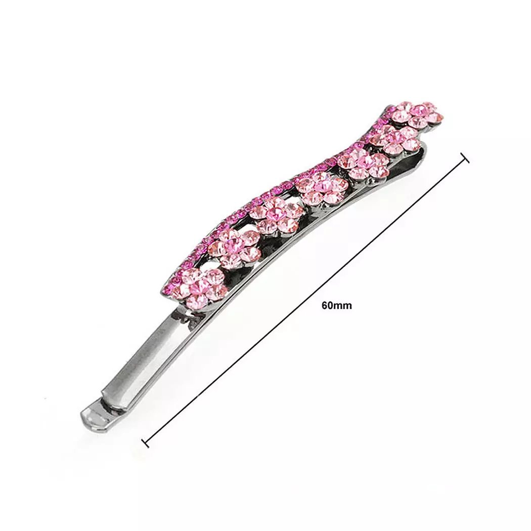 Petit Flower Hair Clip in Pink Austrian Element Crystals
