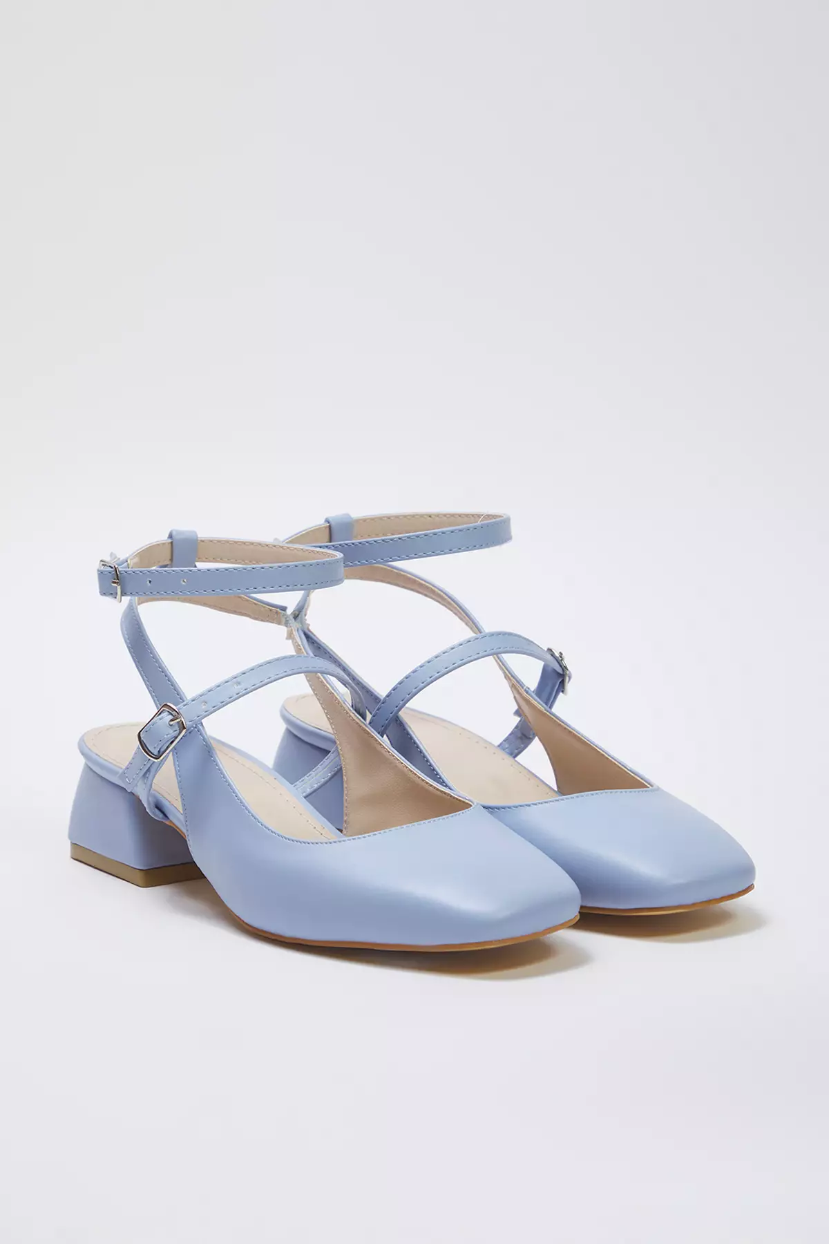 Baby Blue Mary Jane Ankle Strap Square Toe Women High Heels Shoes Takss24To00009