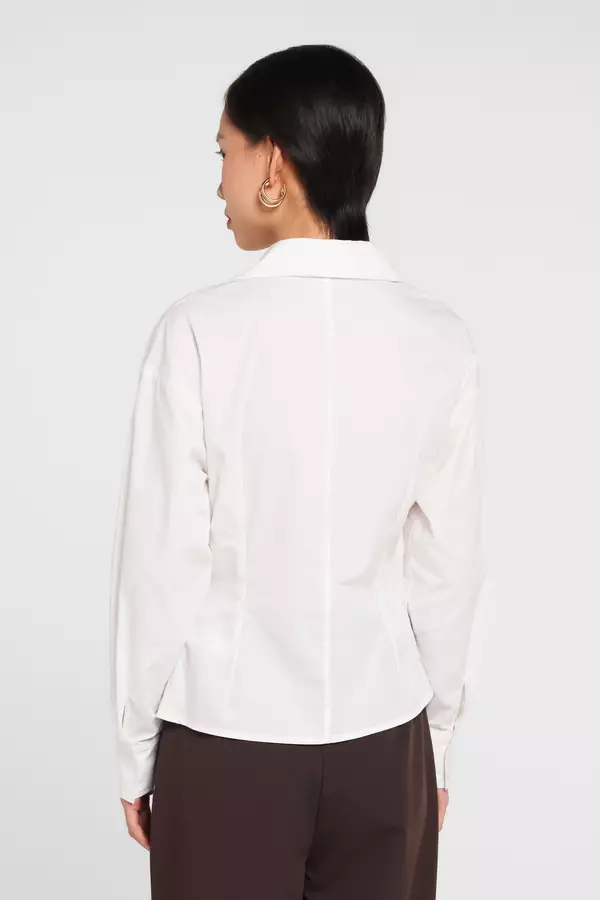 MINIMAL - Raline Blus Wrap Lengan Panjang - White Colour White