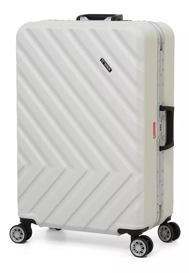 Pervaiz Koper Alumunium Frame Unisex Size 26 Inch TSA Lock System Suitcase Material Polycarbonate ORIGINAL - White