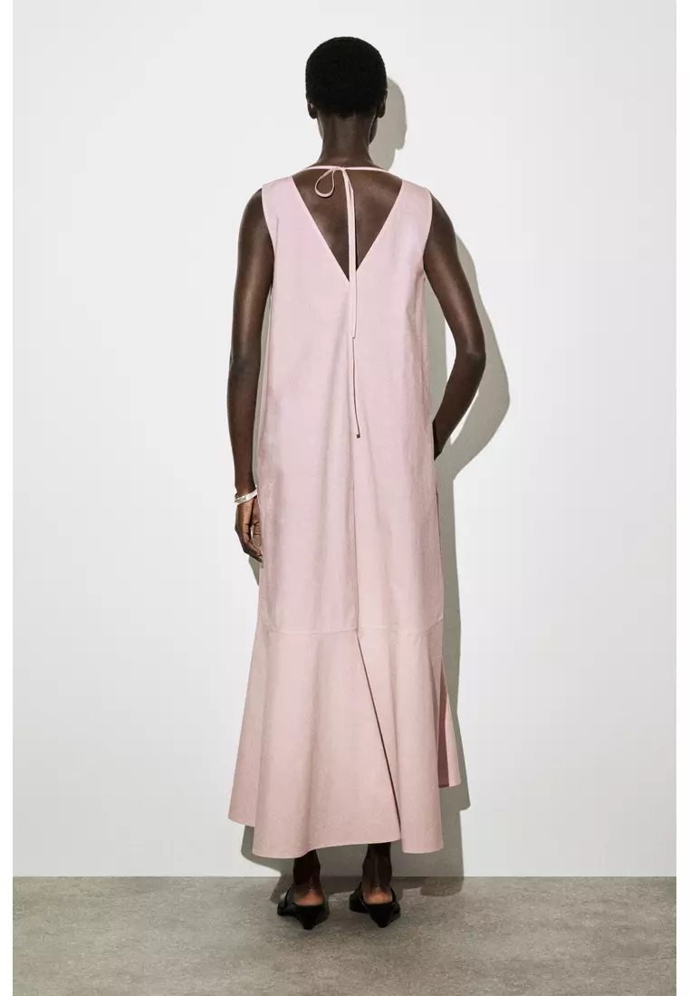 DROPPED-HEM COTTON MIDI DRESS