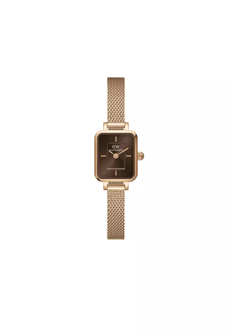 Quadro Mini Melrose Rose gold Amber 15.4x18.2mm  - Watch for women - Stainless steel watch - DW - Women's watch - Female watch - Ladies watch