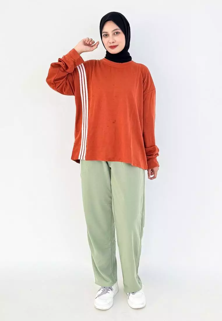 Set Sporty Alena (Setelan Sweater Sweatpants) Teracotta