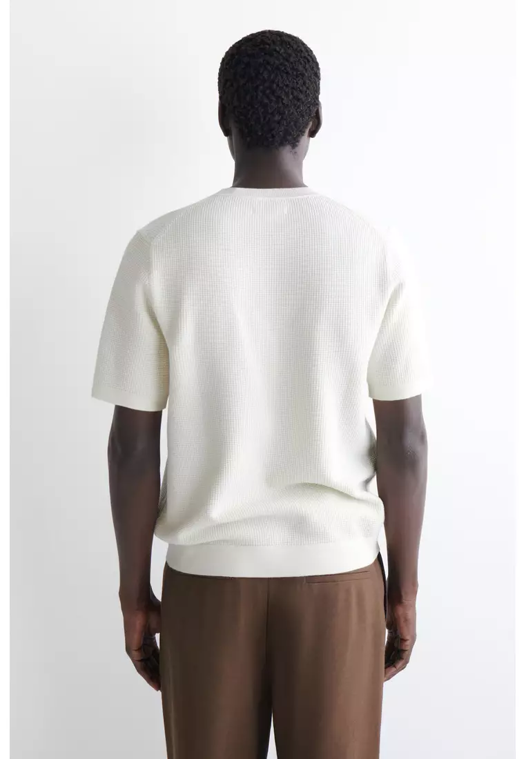 WAFFLE-KNIT COTTON T-SHIRT