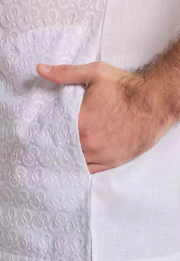 MOC Kemeja Koko Lengan Pendek Pria Hamza - White