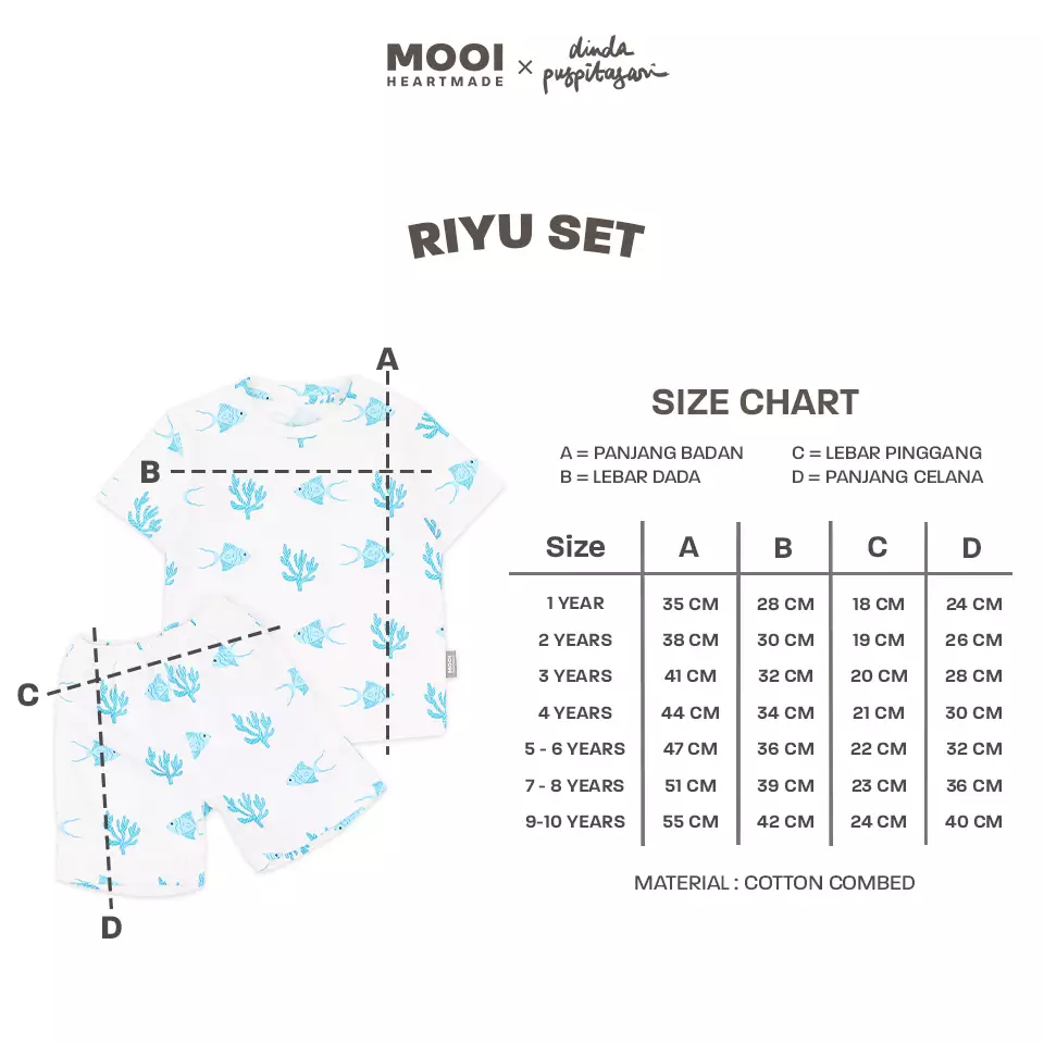 Mooi X Dinda Puspitasari Setelan Anak Laki-Laki Riyu Set - Sky Blue